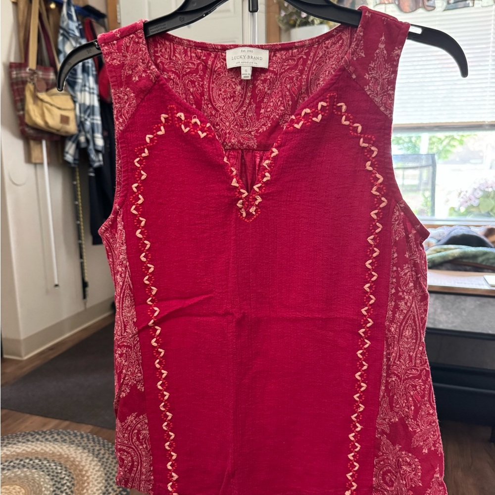 Lucky Brand Red Paisley Tank Top